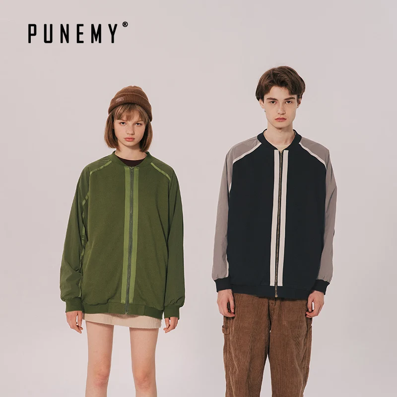 

Retro Hip Hop Men Jackets Coats O-neck Zipper Harajuku Streetwear Ribbons Patchwork Drop Shoulder Autumn New Man's Jackets Coats