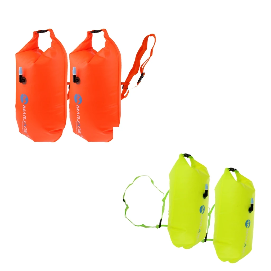 2pcs High Visibility Swimming Inflatable Dry Bag Swim Safety Float Flotation Device Buoy for
