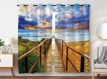

Hommomh shading curtain (2-page panel) button bedroom high quality fabric curtain coastal bridge