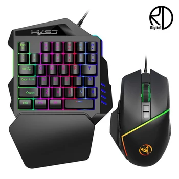 

2Types Mechanical One-Handed Gaming Keyboard RGB Backlit Mini Gaming Keypad Game Controller For PC PS4 Xbox Gamer Pubg With Mice