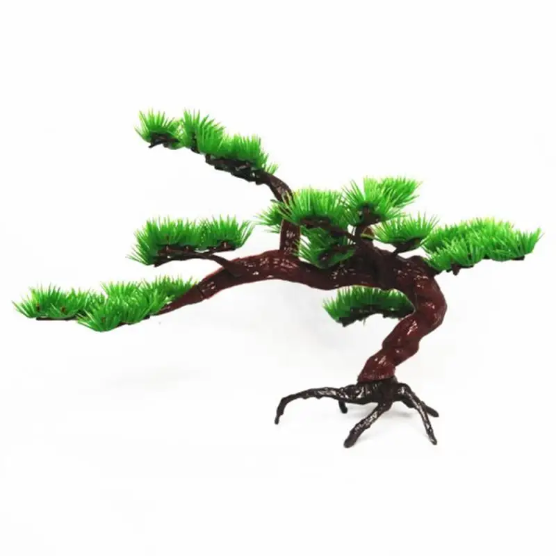 1PC Artificial Plastic Pine Tree Aquarium Decor Accessories Home Office Hotel Decoration Rock Bonsai Ornament Fish Tank Rockery