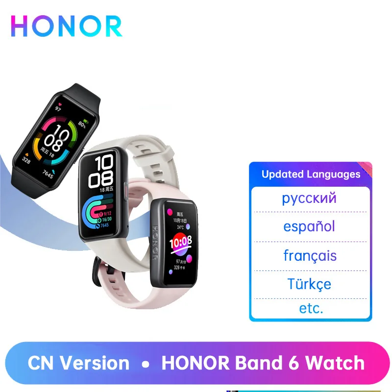 Новое поступление Honor Band 6 1 47 &quotAMOLED Экран кислород в крови сердечный ритм трекер 14