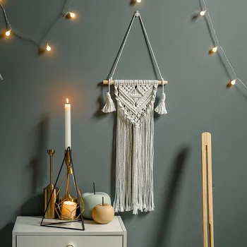 

Macrame Woven Wall Hanging Boho Chic Bohemian Home Geometric Art Decor Beautiful Apartment Dorm Room Decoration