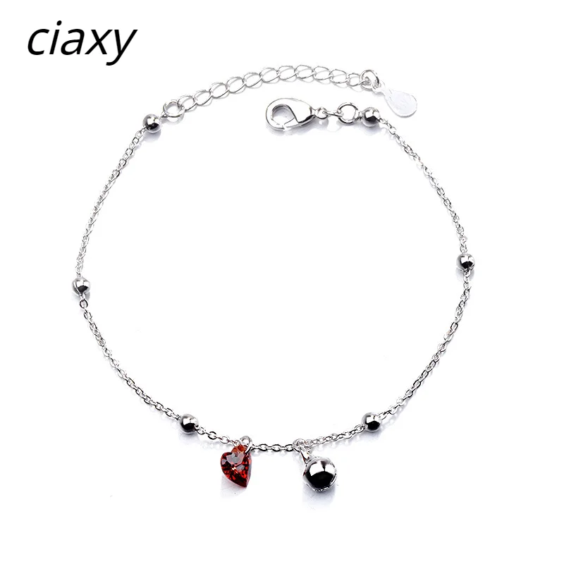 CIAXY 925 стерлингового серебра красный гранат в форме сердца Love Браслеты для Для