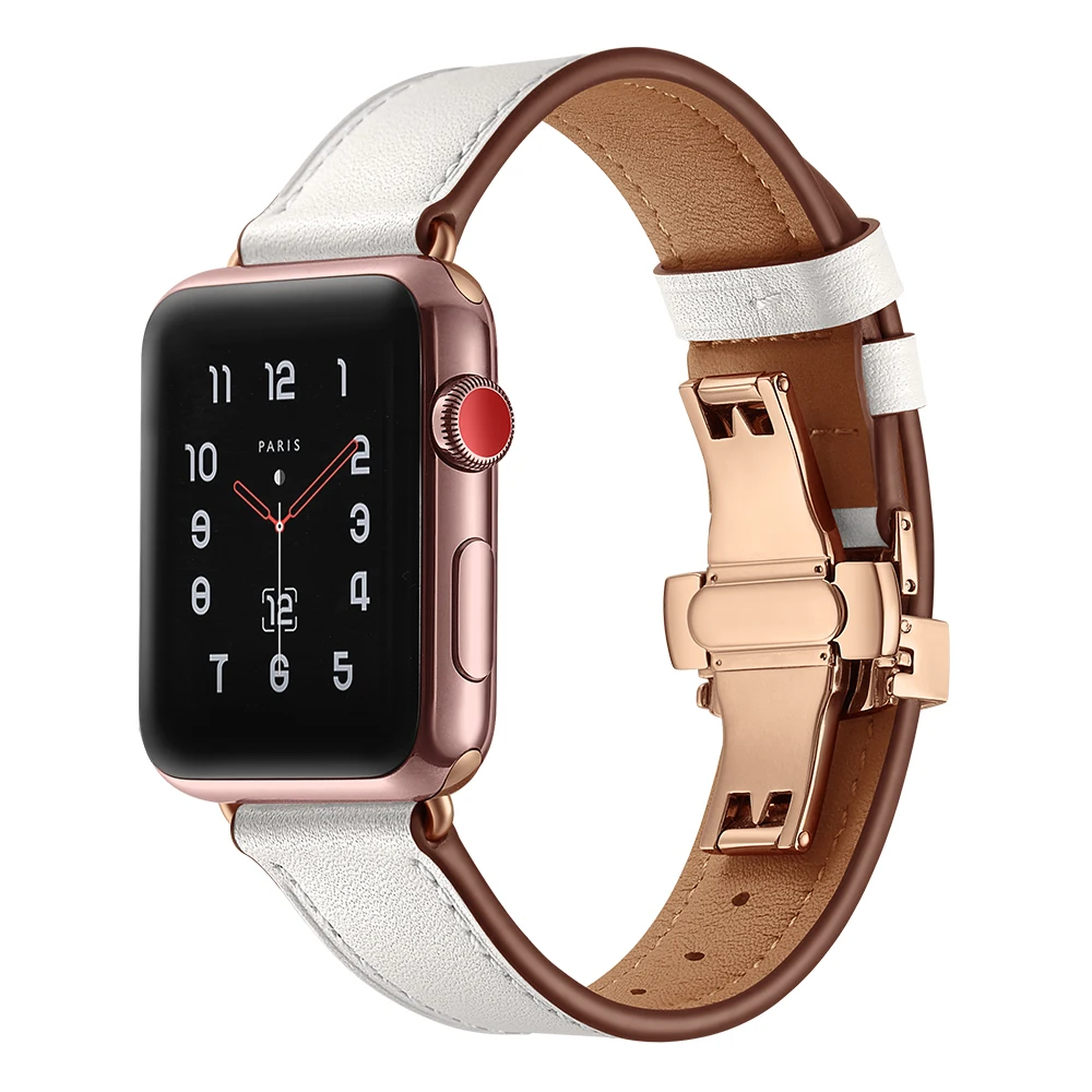 Металлический ремешок с бабочкой для apple watch 42 мм 44 мм 40 мм 38 мм серия 5 4 3 2 1 браслет из натуральной кожи для iwatch