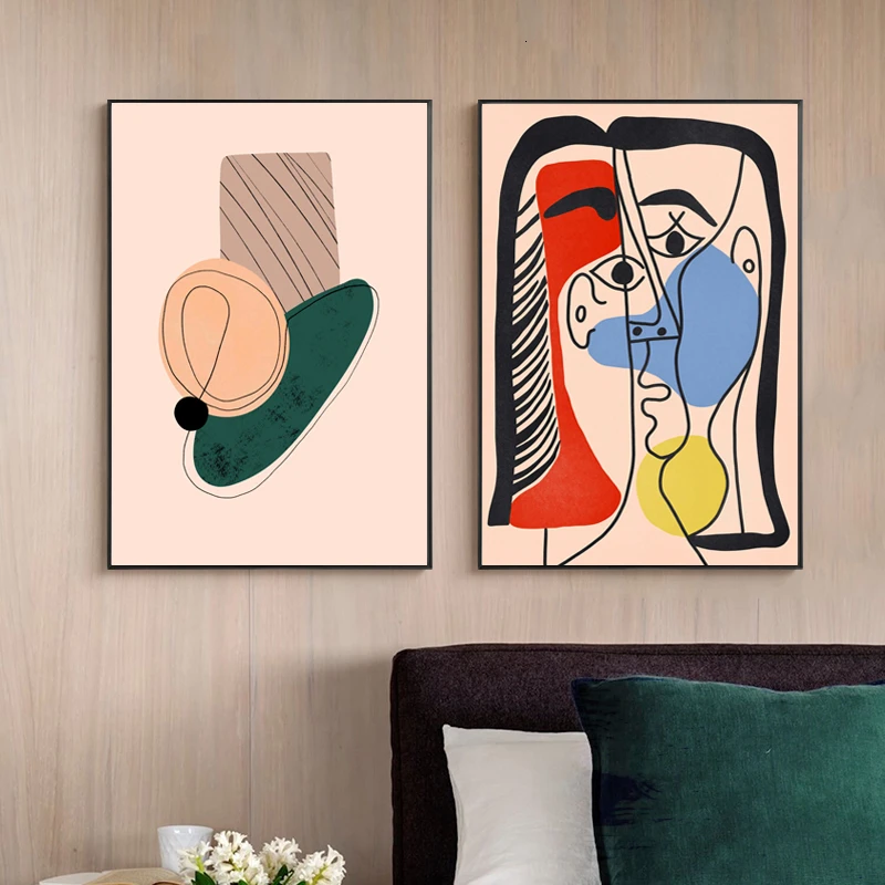 

Modern Scandinavia Abstract Figure Love Canvas Painting Nordic Wall Art Pictures Gallery Poster and Print Living Room Home Decor