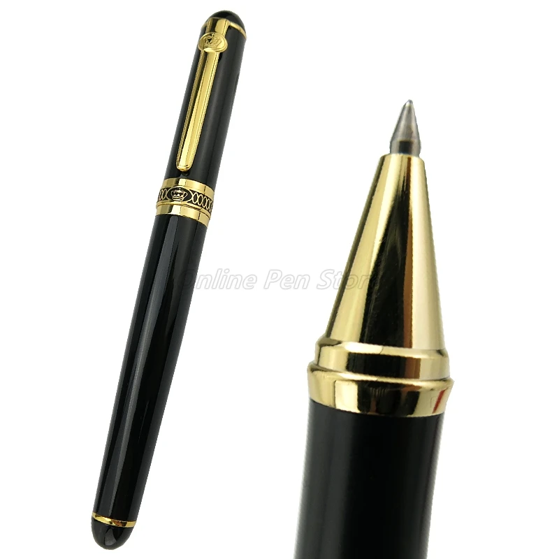 Duke D2 Black Barrel Metal Gold Trim Refillable Roller Ball Ballpoint Pen Professional Office Stationery Writing Accessory 10 sheets rice paper half cooked professional writing half baked calligraphy chinese