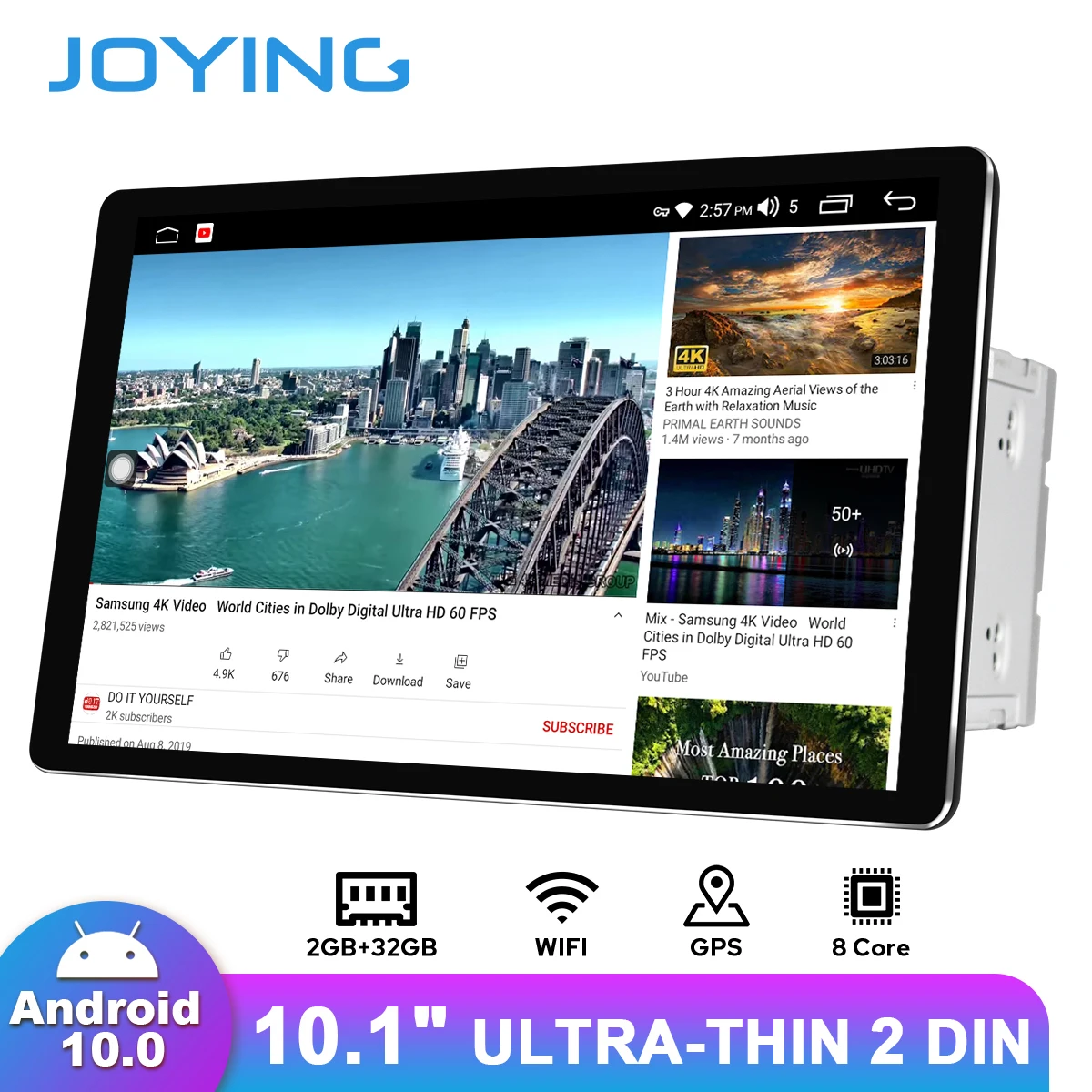 10.1&quotUniversal Head Unit Double Din Android 10 Car Radio Stereo 2GB 32GB 1280*800 Multimedia Player Steering Wheel Bluetooth DVR |