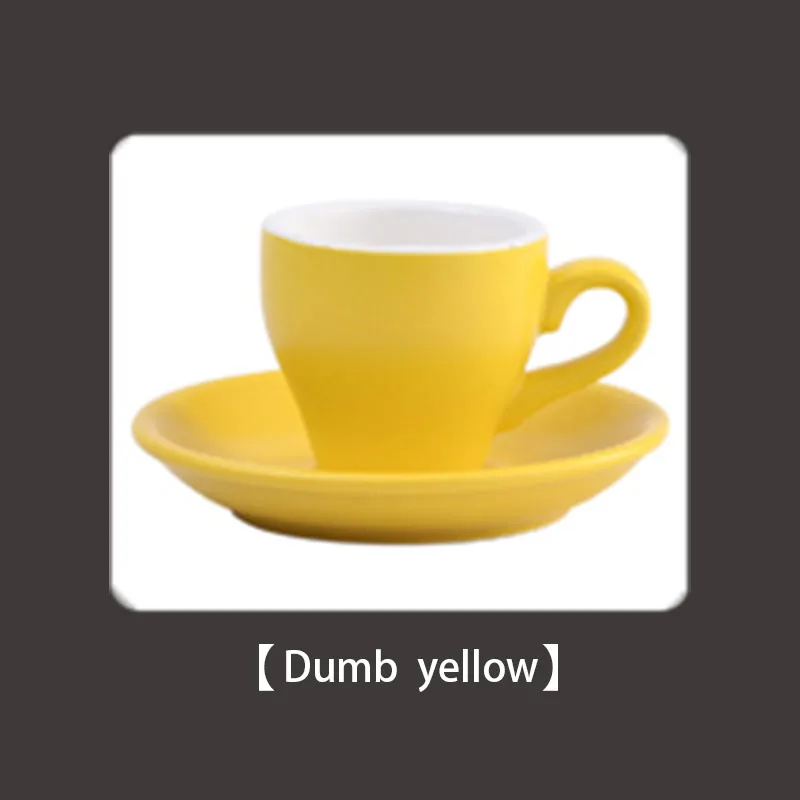 Тюльпан керамическая утолщенная эспрессо Кофейная чашка с тарелкой набор итальянский немой помол эспрессо чашка логотип индивидуальные 80 мл - Цвет: Dumb yellow