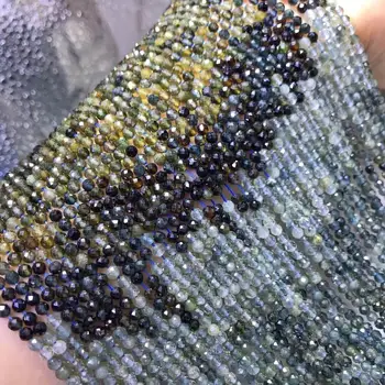 

AAA BLUE Tourmaline round faceted 3-5MM 14" for DIY jewelry making loose beads FPPJ wholesale beads nature gem stone coral