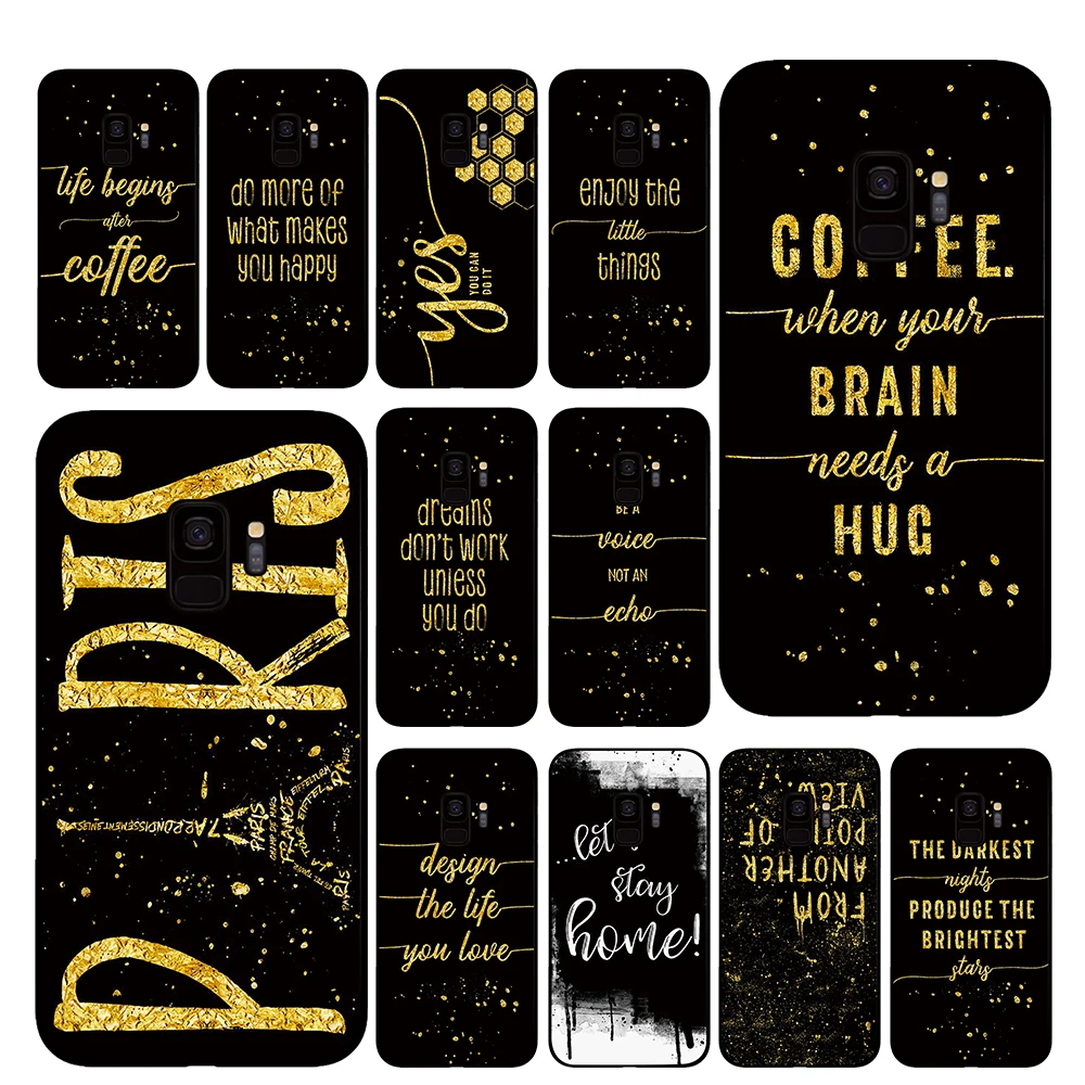 Text Art Gold Words cases For Samsung Galaxy S10 S8 S9 Plus S7 S6 edge Note 8 9 10 Pro Lite cover | Мобильные телефоны и