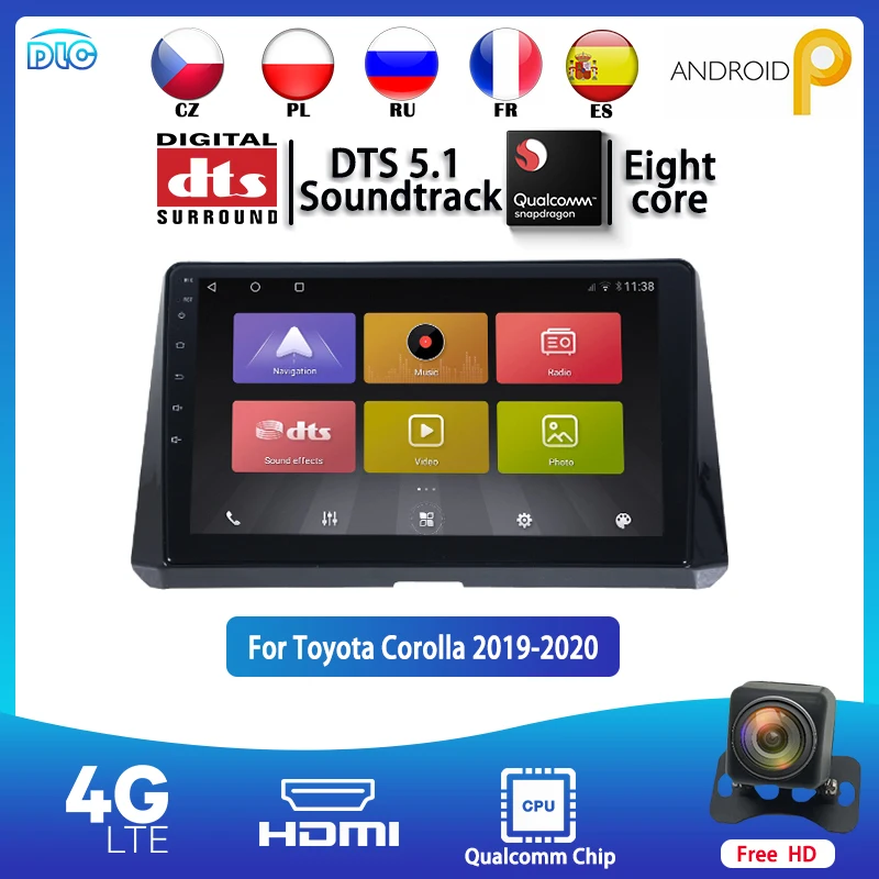 

DLC Qualcomm Chip 1280*720 IPS 10Inch Android 9.0 GPS Stereo AM/RDS DTS BT WIFI/4G For Toyota 2019 Altis 4+64G Car Player Media