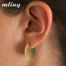 Новинка, серьги в стиле панк Золотой металлический круглый кулон с монеткой, женские серьги с диском, преувеличенные серьги, ювелирные изделия