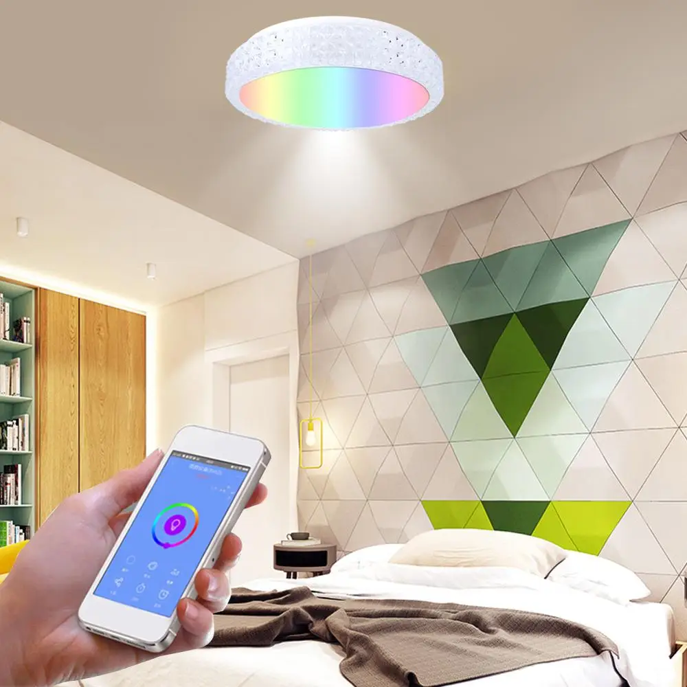 Современные светодиодные потолочные лампы Домашнее освещение 60 Вт TUYA Smart APP wifi умные потолочные светильники лампа спальня RGBCW wifi умные потолочные лампы