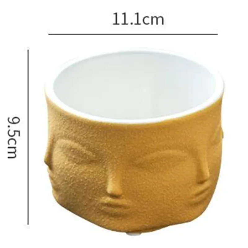 Цвет: желтый Morandi цветная многосторонняя стереоскопическая керамическая ваза Творческое Оформление рабочего стола суккуленты цветочный горшок X3217 - Цвет: Цвет: желтый