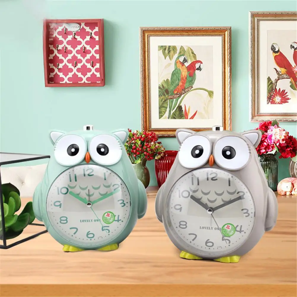 Cute Owl Alarm Clock Home Bedroom Bedside Alarm For Student Children Bed Snooze Function Clock With Soft Night Light Loud Alarm
