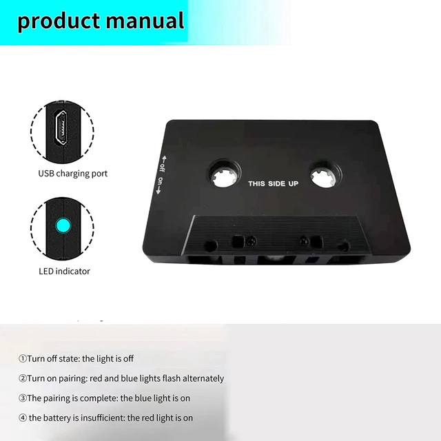 Convertisseur Bluetooth automatique, Cassette Audio MP3/SBC/stéréo,  adaptateur Aux pour Smartphone, lecteur