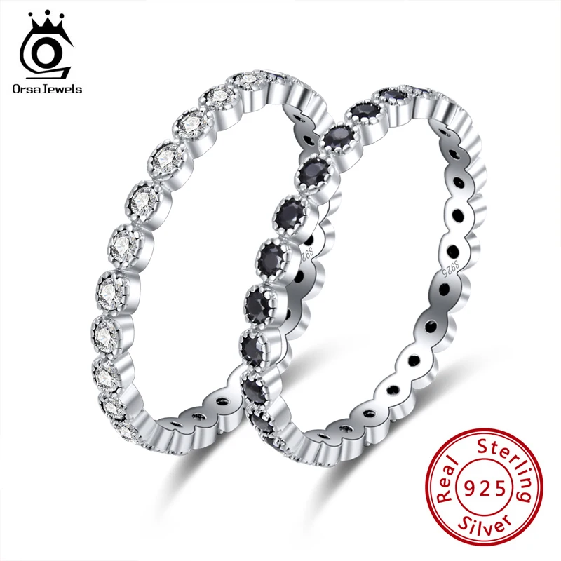 ORSA JEWELS цельное 925 пробы Серебряное кольцо полностью покрытое цирконием женские