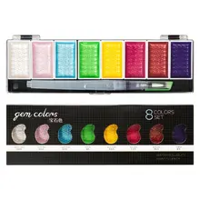 5/8 цветов водонепроницаемого материала; Водонепроницаемая Цвет; декор в виде золотистых металлических пигмент Краски с щеткой для чистки художника Краски ing воды Цвета товары для рукоделия 95AD