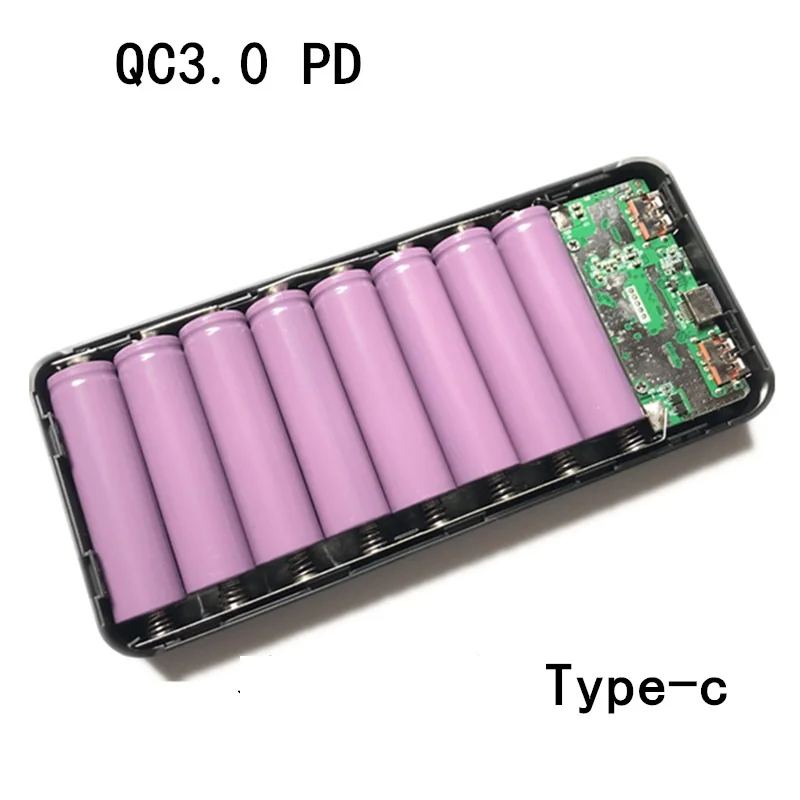 QC3.0 fast charging 8pcs 18650 battery DIY mini display screen USB power bank for smart phone