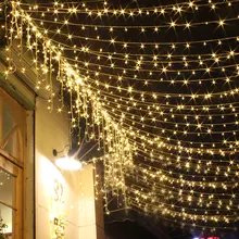 YINUO свеча 220 в 10 м 20 м светодиодный струнный светильник Водонепроницаемая наружная легкая занавеска для украшения рождества для свадьбы дома и сада