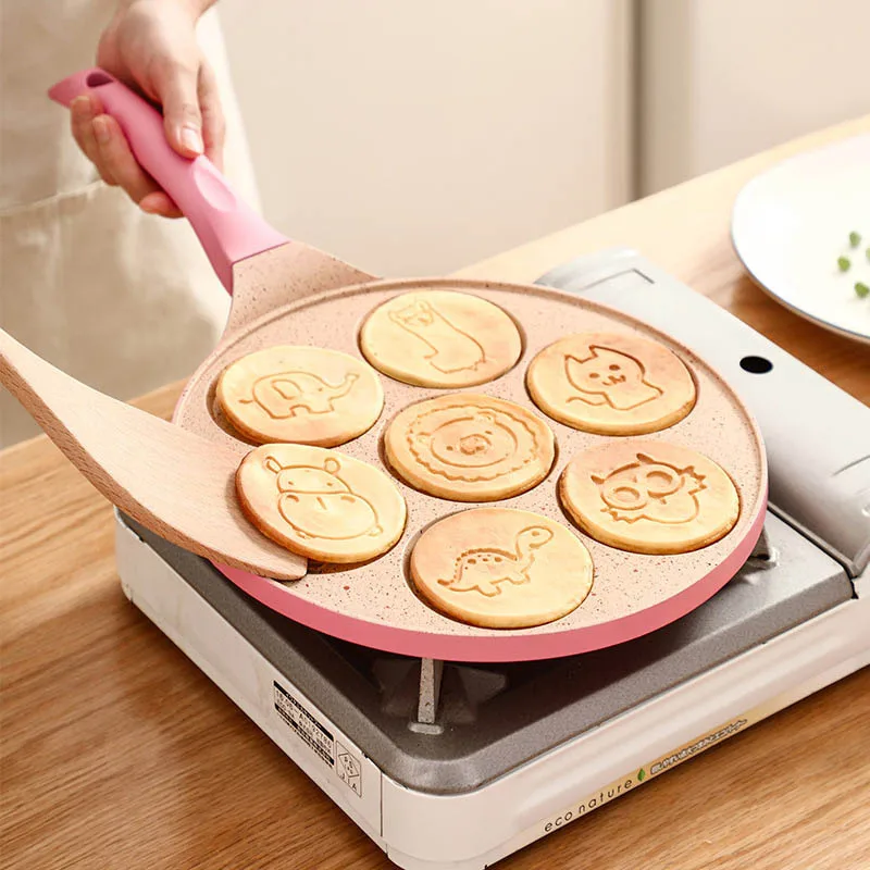 

MyLifeUNIT Maifan stone Non-stick Coating Breakfast Pot 7 Holes Cute Animal pattern Pancake Omelette Pan For Gas stove