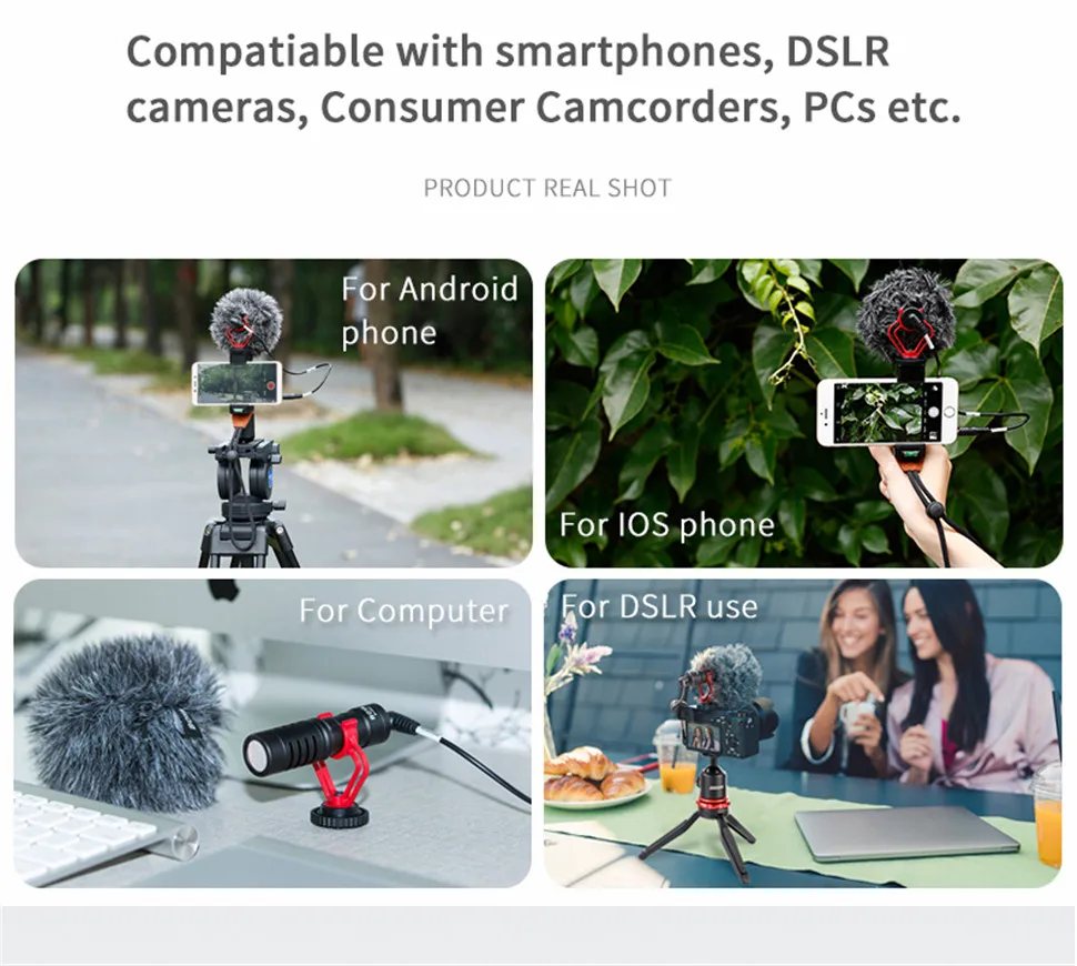 BOYA BY-MM1 On-Camera Shotgun Condenser Microphone for PC Mobile Phone DSLR Camera iPhone Android Streaming Vlog Microphone