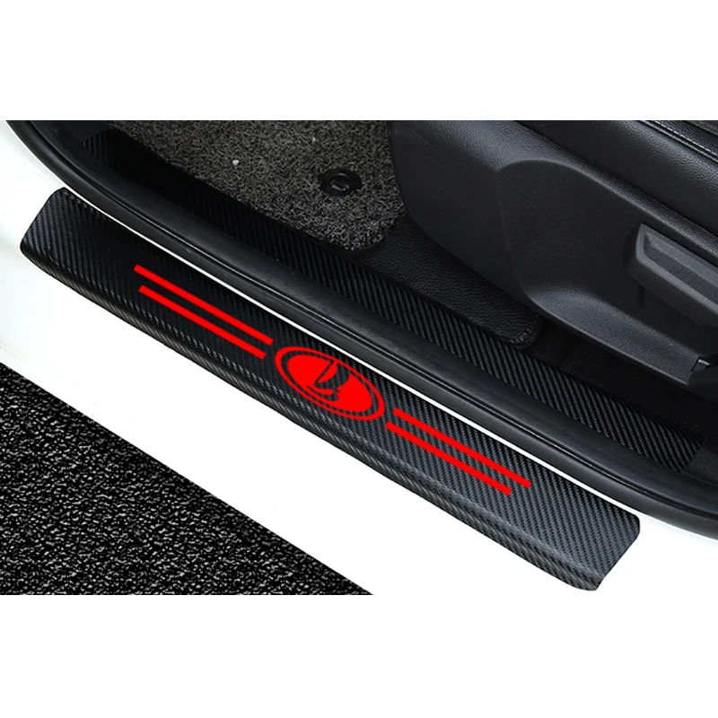 4PCS Carbon Fiber Protector Car Door Sill Plate Cover Sticker For lada VESTA niva kalina priora granta largus vaz Accessories