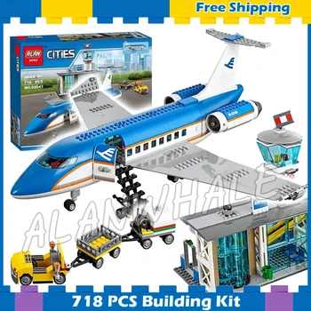 

718PCS City Airport Terminal Passenger Airplane Model Building Blocks 02043 Assemble Kids Boys Kits Compatible With