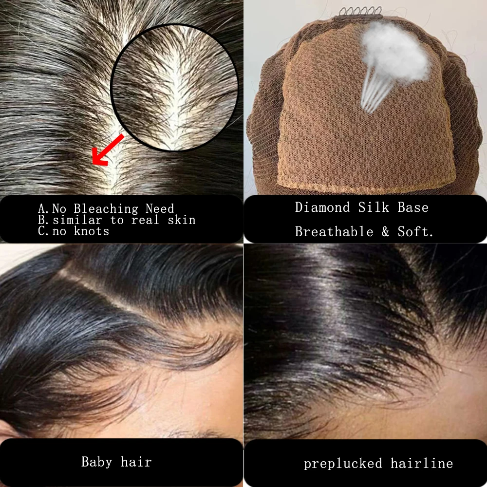 4x4 Lace Closure Wig Silk Top Human Hair Wigs With Side Bangs Virgin Burmese Hair Silk Top Closure With Layers