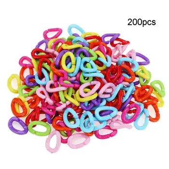 

200Pcs Plastic C-Clips Hanging Hooks Chain Links DIY Rainbow Bird Parrot Chewing Toys Mouse Parakeet Pet Supplies Mixed Color