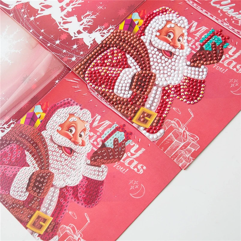 4pcs Christmas Greeting Card DIY Special Diamond Painting Embroidery Greeting Card Birthday Christmas Gift Navidad 40OCT717