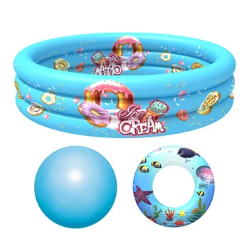 

1 Set of 3PCS Thickening Water Playing Pool Wear Resistance Swimming Ring Pool Toy Cartoon Printing Pool Toy Eco-friendly PVC Sw