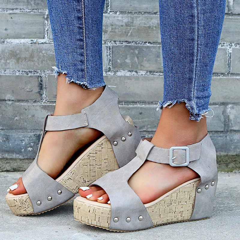 cork bottom wedge sandals