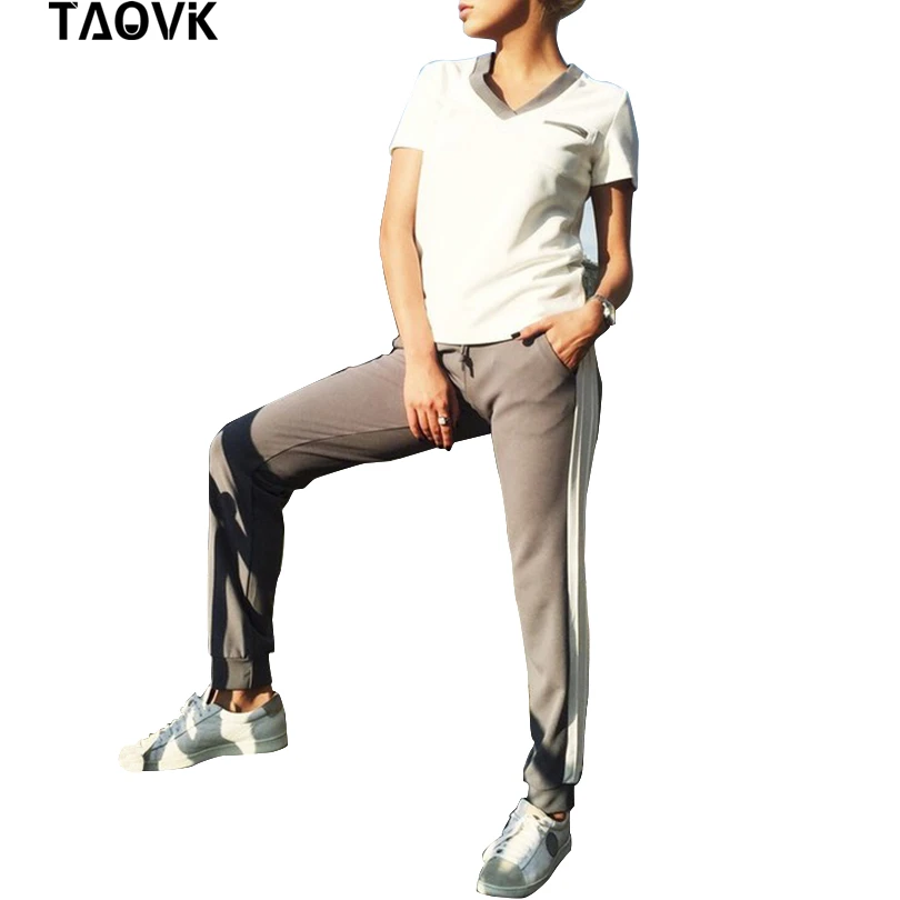 Женский спортивный костюм TAOVK комплект из футболки с коротким рукавом и брюк