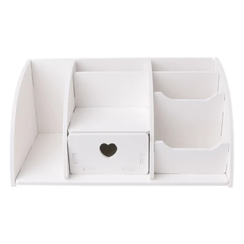 

Wooden Desk Makeup Organizer Storage Drawer 6 Compartments Office Supplies