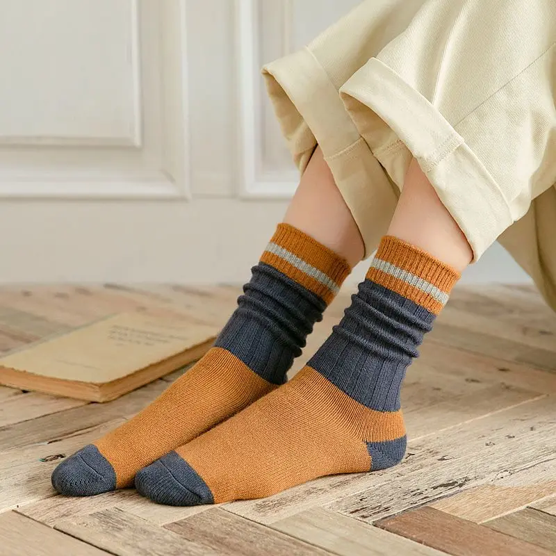 CA086, высокое качество, Harajuku, студенческий стиль, носки до середины икры для женщин, вязаные, теплые, хлопковые носки для женщин, Calcetines