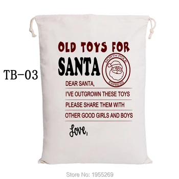 

Christmas Stocking Bags 10pcs/lot Drawstring Canvas Bag Santa Claus Party Decorations Kids Customized Gift Santa Sacks Wholesale