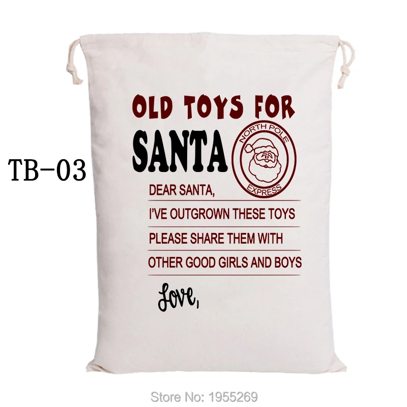 

Santa Claus Bags 30pcs/lot Drawstring Canvas Bag Christmas Stocking Party Decorations Kids Customized Gift Santa Sacks Wholesale