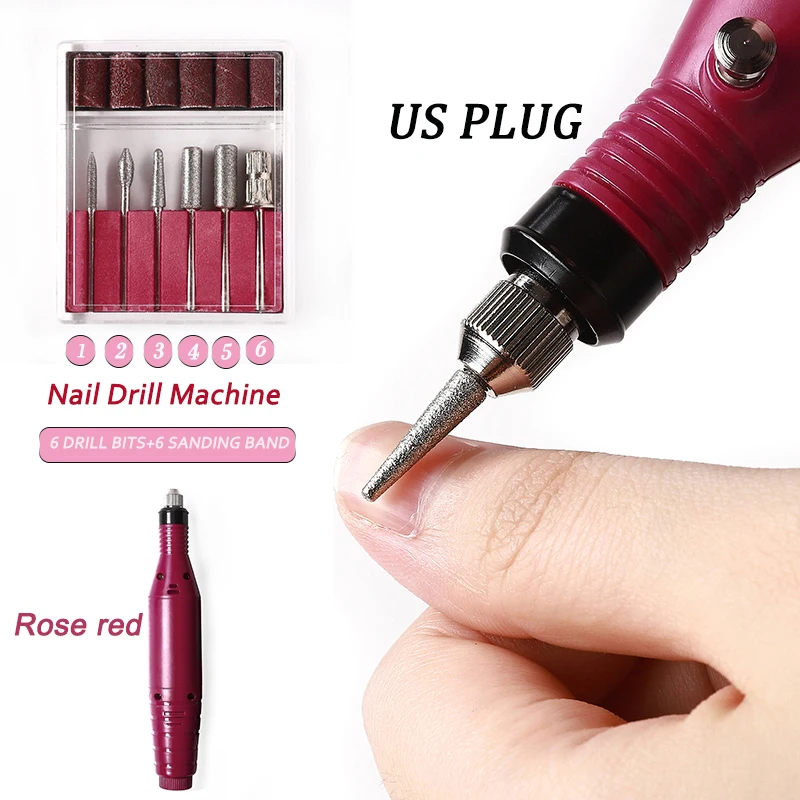 Electric Nail Drill Machine Pen Apparatus For Manicure Milling Cutters Electric Nail Sander Pedicure Manicure Kit - Цвет: US PLUG