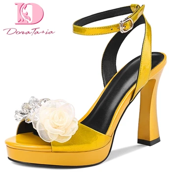 

Doratasia 2020 dropship brand design high heels crystals flower ankle-strao summer skin sandals women shoes woman