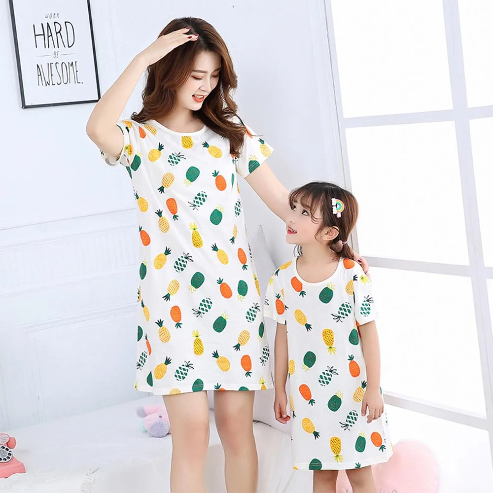 elegant pajama sets New Cotton Nightdress Little Teen Girl Pajamas Dresses Children Cartoon Summer Nightgown Home Clothes Kids Sleepwear Sleepwear & Robes hot