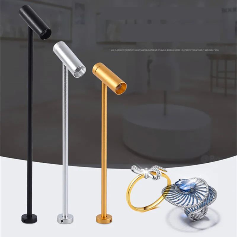 LED Spotlight 3W 12V Jewelry Display Lamp 10/20/30cm Post Lamp Phone Store Showcase Desktop Lights Rotatable 220V Upright lamp 6