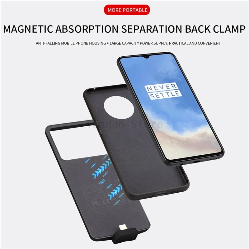1+7T Slim shockproof Battery Charger Case For Oneplus 7T 1+7t Extended power bank Case Back clip battery Cover 5000mAh