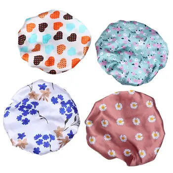 

4pcs Shower Caps Elastic Printed Waterproof Bath Caps for Children Kids