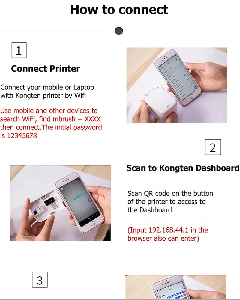 Portable Color Mini Handheld WIFI USB Inkjet Printer