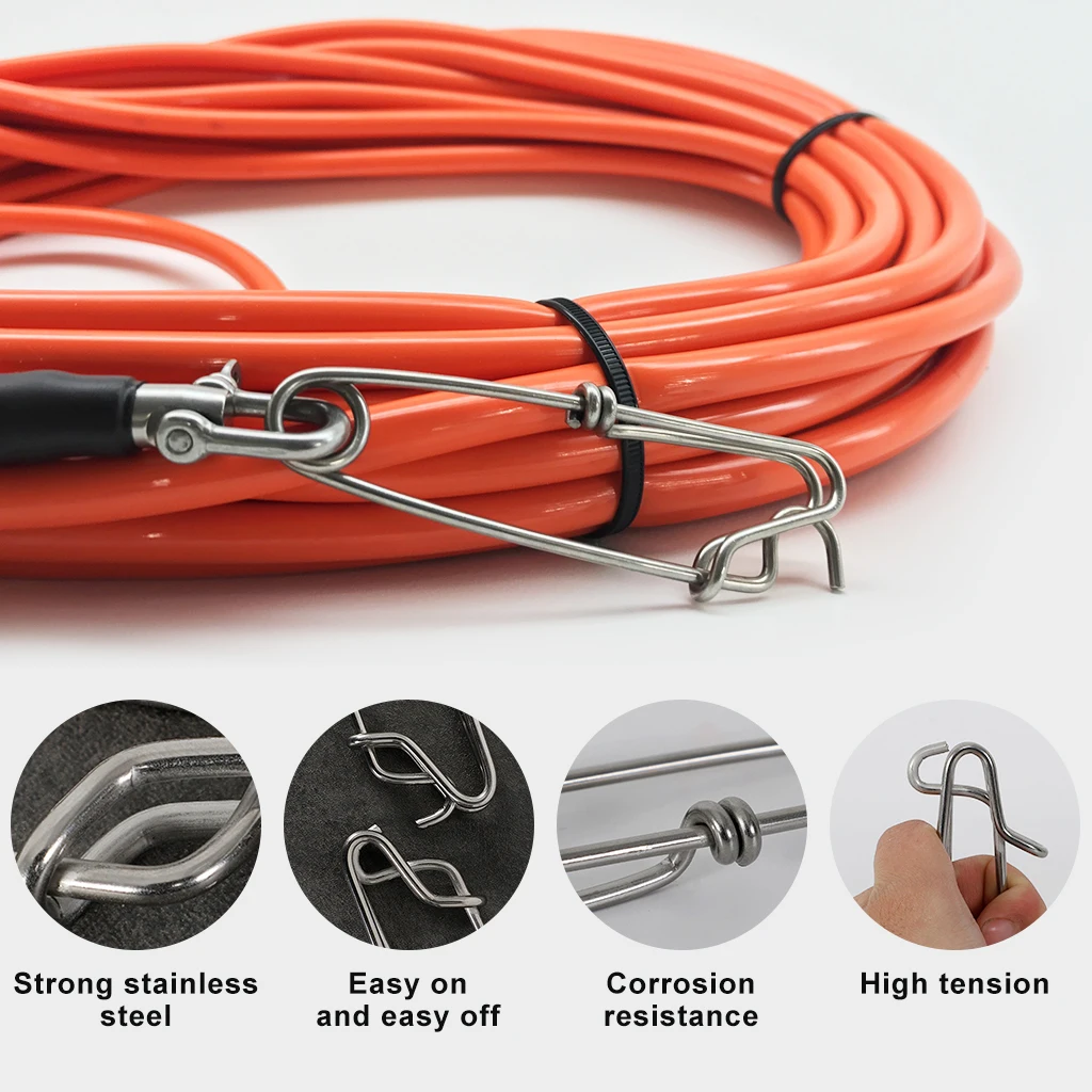 30pcs Stainless Steel Long Line Longline Clip Snap, High Strength Sea Fishing Float Line Connection Tuna Clip