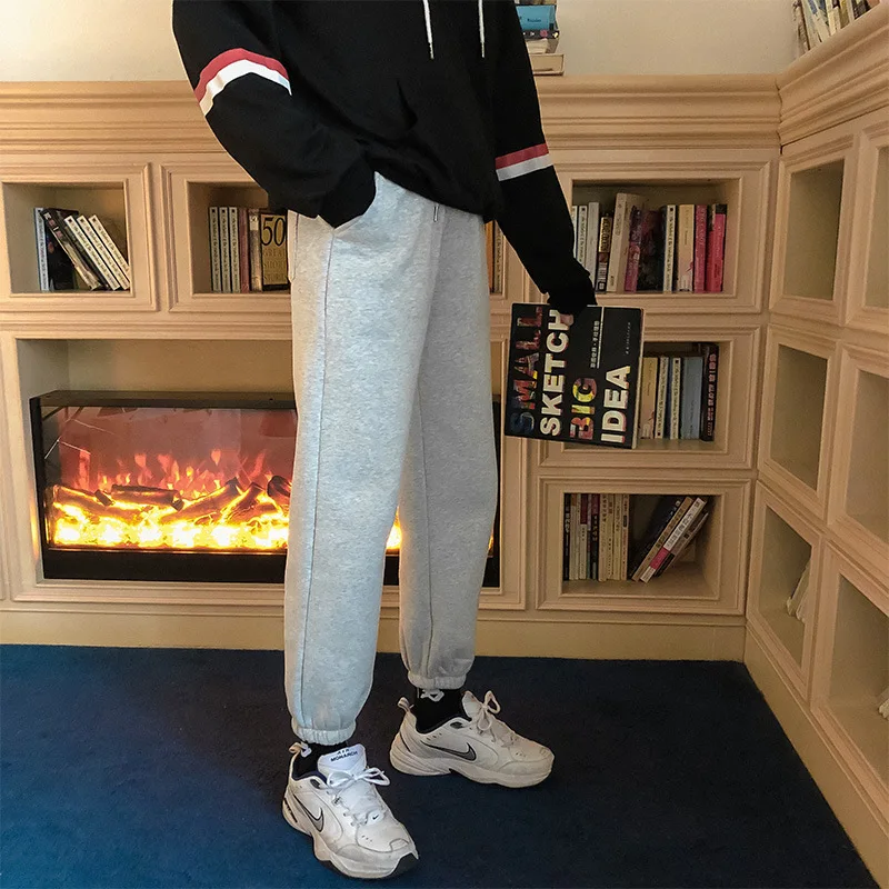 

Hong Kong Style CHIC Trend Beam Leg Brushed And Thick Casual Sports Pants Winter New Style Korean-style Versatile Sweatpants Pan