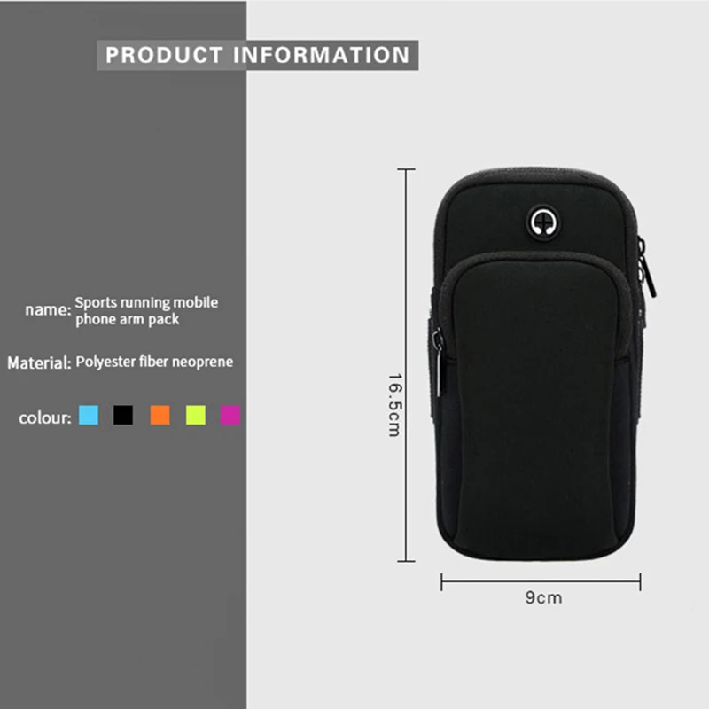 Sports Armband Workout Running Arm Bag Case Cover Universal Smartphone Outdoor Waterproof Arm Case Pouch with Earphone Hole