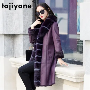 

Autumn Winter Coat Women Clothes 2019 Vintage Fox Fur Collar Double-faced Rabbit Fur Real Genuine Leather Jacket Tops ZT4125